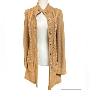 Chadwick’s of Boston Longline Cotton/Acrylic Knit Button Up Gold Tone Cardigan S